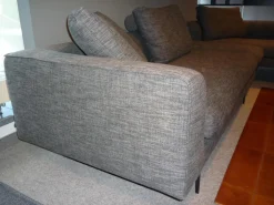 Ecksofa Sofagruppe Mell Lounge Stoff 9206 Braungrau Füße Schwarz mit Hocker