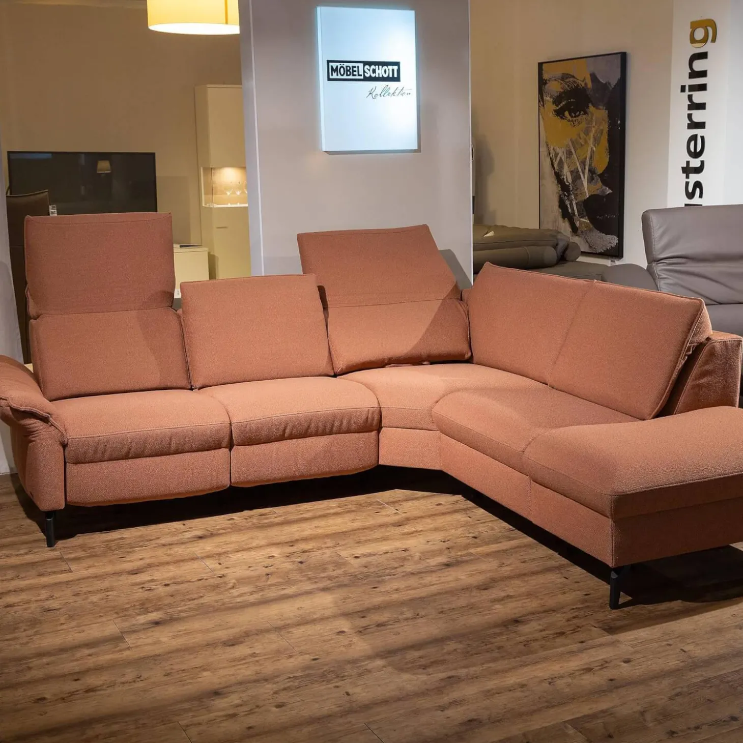 Ecksofa Spektra 1178 Bezug 24 Q2 Fashio Terra Rosa Braun Metallfüße Anthrazit