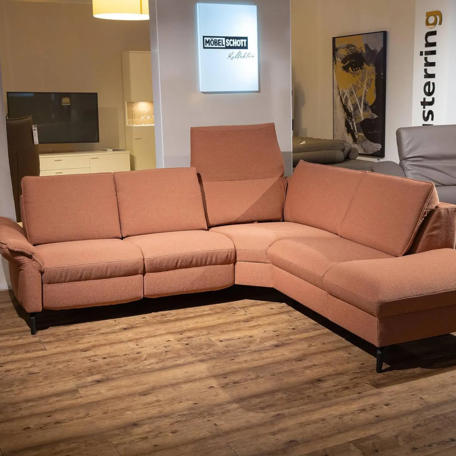 Ecksofa Spektra 1178 Bezug 24 Q2 Fashio Terra Rosa Braun Metallfüße Anthrazit