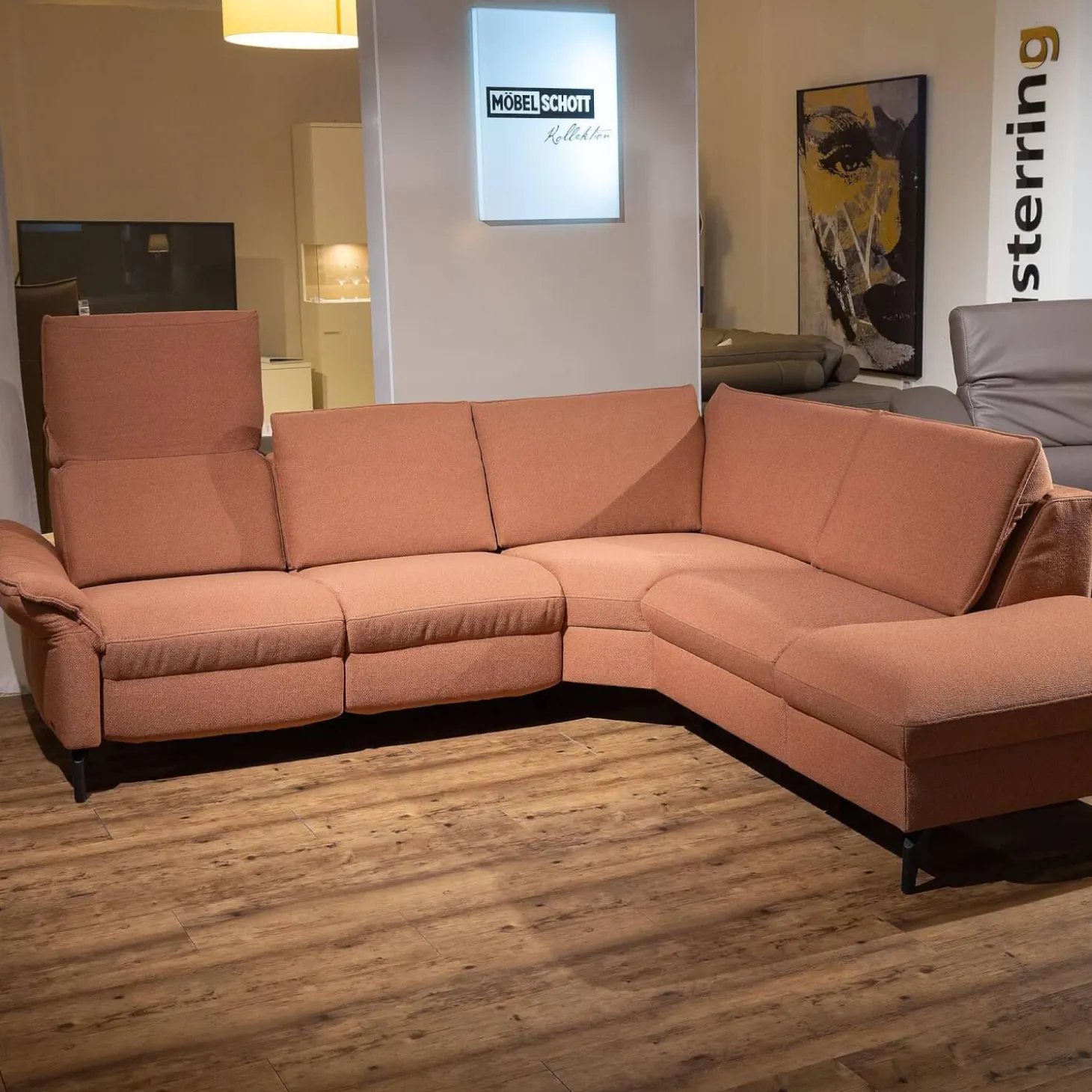 Ecksofa Spektra 1178 Bezug 24 Q2 Fashio Terra Rosa Braun Metallfüße Anthrazit