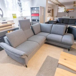 Ecksofa Spektra 1178 Bezug Stoff 24 Q2 Melang Mare Grau Metallfuß Anthrazit Pulverbeschichtet