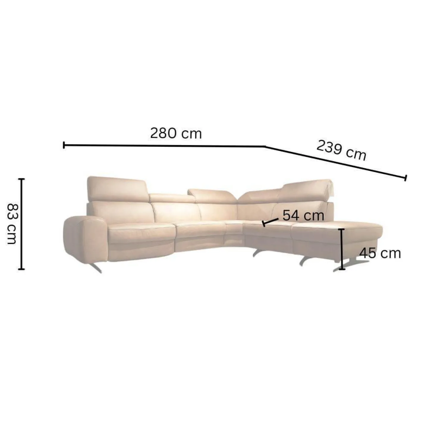 Ecksofa Spektra 1180 Leder 24 Wüste Braun Metallkufe Metall Anthrazit Mit Verstellung Und Sessel