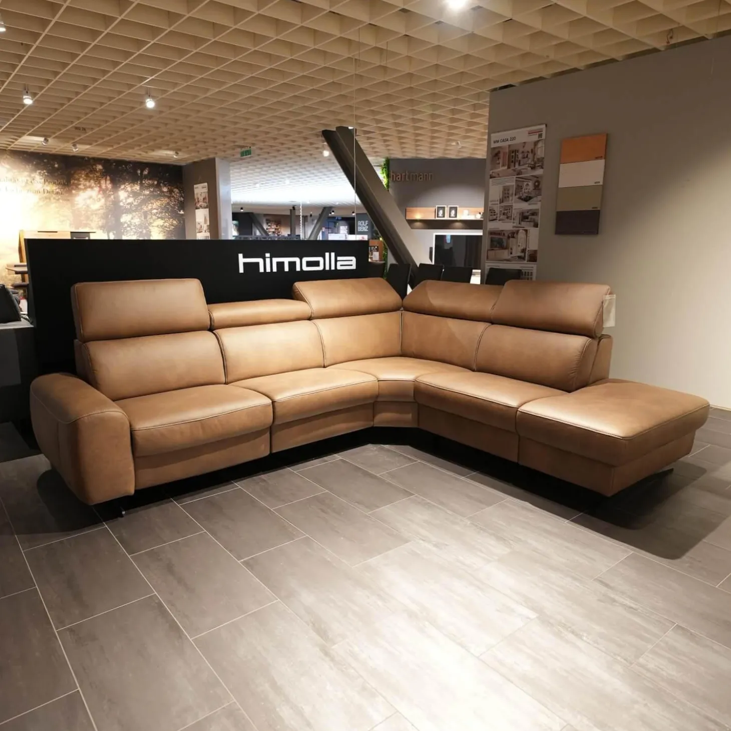 Ecksofa Spektra 1180 Leder 24 Wüste Braun Metallkufe Metall Anthrazit Mit Verstellung Und Sessel