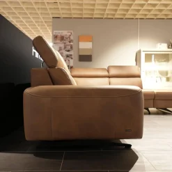 Ecksofa Spektra 1180 Leder 24 Wüste Braun Metallkufe Metall Anthrazit Mit Verstellung Und Sessel