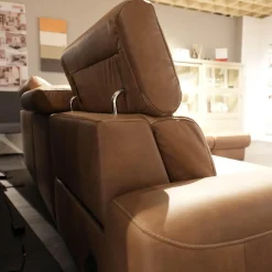 Ecksofa Spektra 1180 Leder 24 Wüste Braun Metallkufe Metall Anthrazit Mit Verstellung Und Sessel