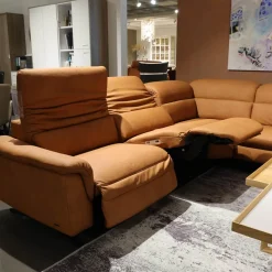 Ecksofa Spektral 1352 Leder 27 Leonessa Almond Braun Kufe Metall Anthrazit 63