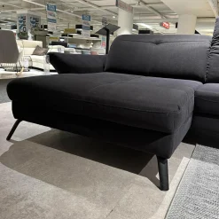 Ecksofa Stoff Cavallo Beage 06 Grau Metallfuß Schwarz Matt