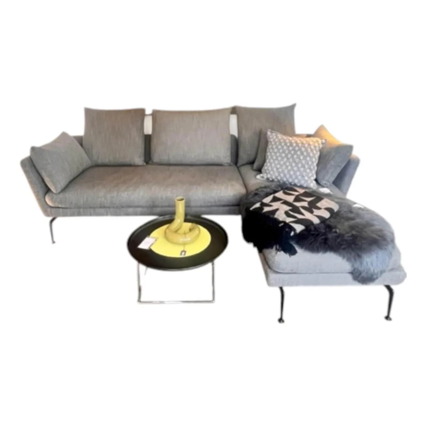 Ecksofa Suita Stoff Corsaro F 80 Graphit Melange Grau Gestell Basic Dark Schwarz Inklusive Kissen