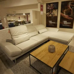 Ecksofa SW 744 Mallow Echtleder Mercury Light Grey Metallfuß