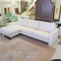 Ecksofa System Plus Stoff Leder Weiß Kufe Chrom Mit Kopfstütze