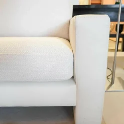 Ecksofa System Plus Stoff Leder Weiß Kufe Chrom Mit Kopfstütze