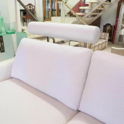 Ecksofa System Plus Stoff Leder Weiß Kufe Chrom Mit Kopfstütze