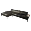 Ecksofa Talara Leder New 10 Graphiteblack Schwarz Füße Metall Schwarz