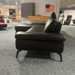 Ecksofa Talara Leder New 10 Graphiteblack Schwarz Füße Metall Schwarz