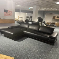 Ecksofa Talara Leder New 10 Graphiteblack Schwarz Füße Metall Schwarz