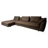 Ecksofa Tama Living Stoff B&B Spora 2038350 Braun Super Kufen Massivholz Eiche Weiß Alurahmen Bronze