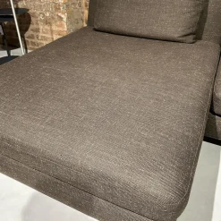 Ecksofa Tama Living Stoff B&B Spora 2038350 Braun Super Kufen Massivholz Eiche Weiß Alurahmen Bronze