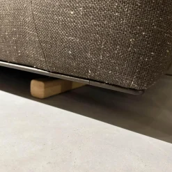 Ecksofa Tama Living Stoff B&B Spora 2038350 Braun Super Kufen Massivholz Eiche Weiß Alurahmen Bronze