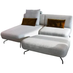 Ecksofa Taormina Stoff Livio Creme Grau Füße Schwarz Mit 1 Rückenkissen Und 2 Spitzkissen Stoff Genua Kupfer