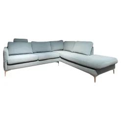 Ecksofa Timeless 7141 5453 Bezug Stoff Trend Light Blue Hellblau Metallfuß Chrombeschichtet Mit Kopfstütze