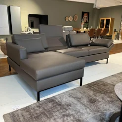 Ecksofa Tomo Compact Leder Unit 5432 29 Braun Gestell Metall Schwarz Pulverbeschichtet Mit Verstellbarer Lehne