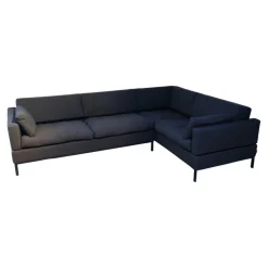Ecksofa Tomo Soft Bezug Stoff 4491 0096 Dunkelgrau Untergestell Schwarz Matt