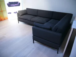 Ecksofa Tomo Soft Bezug Stoff 4491 0096 Dunkelgrau Untergestell Schwarz Matt