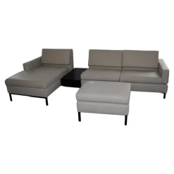 Ecksofa Tomo Taron 5668 40 Grau Grün Metalluntergestell Schwarz Pulverbeschichtet Mit Hocker