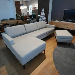 Ecksofa Tomo Taron 5668 40 Grau Grün Metalluntergestell Schwarz Pulverbeschichtet Mit Hocker