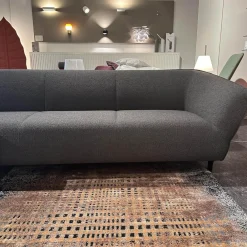 Ecksofa Turia Stoff Monza 84 Grau Füße Epoxy Lack Schwarz