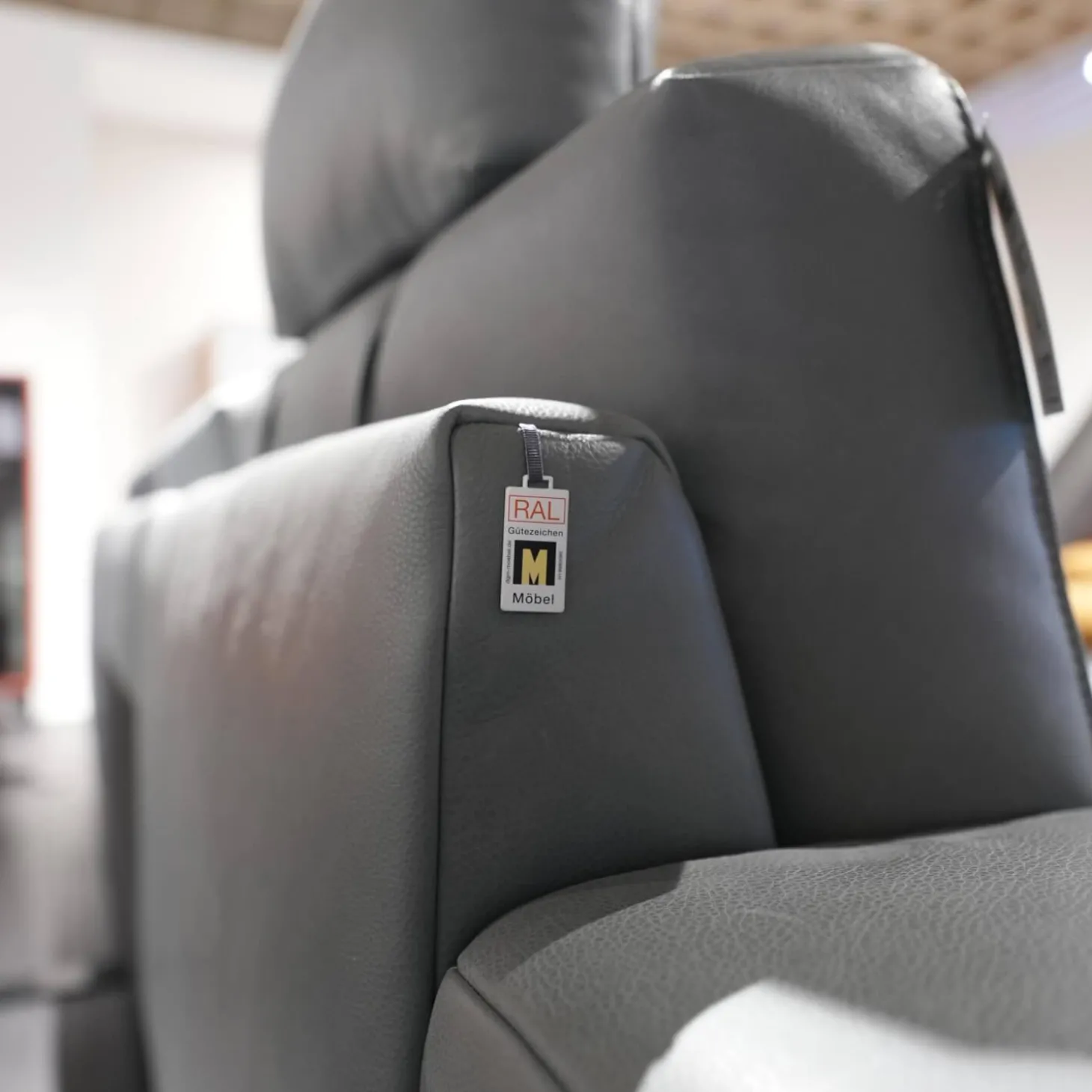 Ecksofa Upgrade Leder B-Toro Colorado Faden 0321 Hellgrau