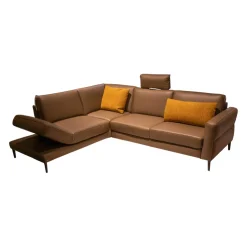 Ecksofa Upgrade Leder Dolce Verdure D Braun Eckfuß Metall Schwarz Matt Mit Kissen