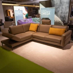 Ecksofa Upgrade Leder Dolce Verdure D Braun Eckfuß Metall Schwarz Matt Mit Kissen