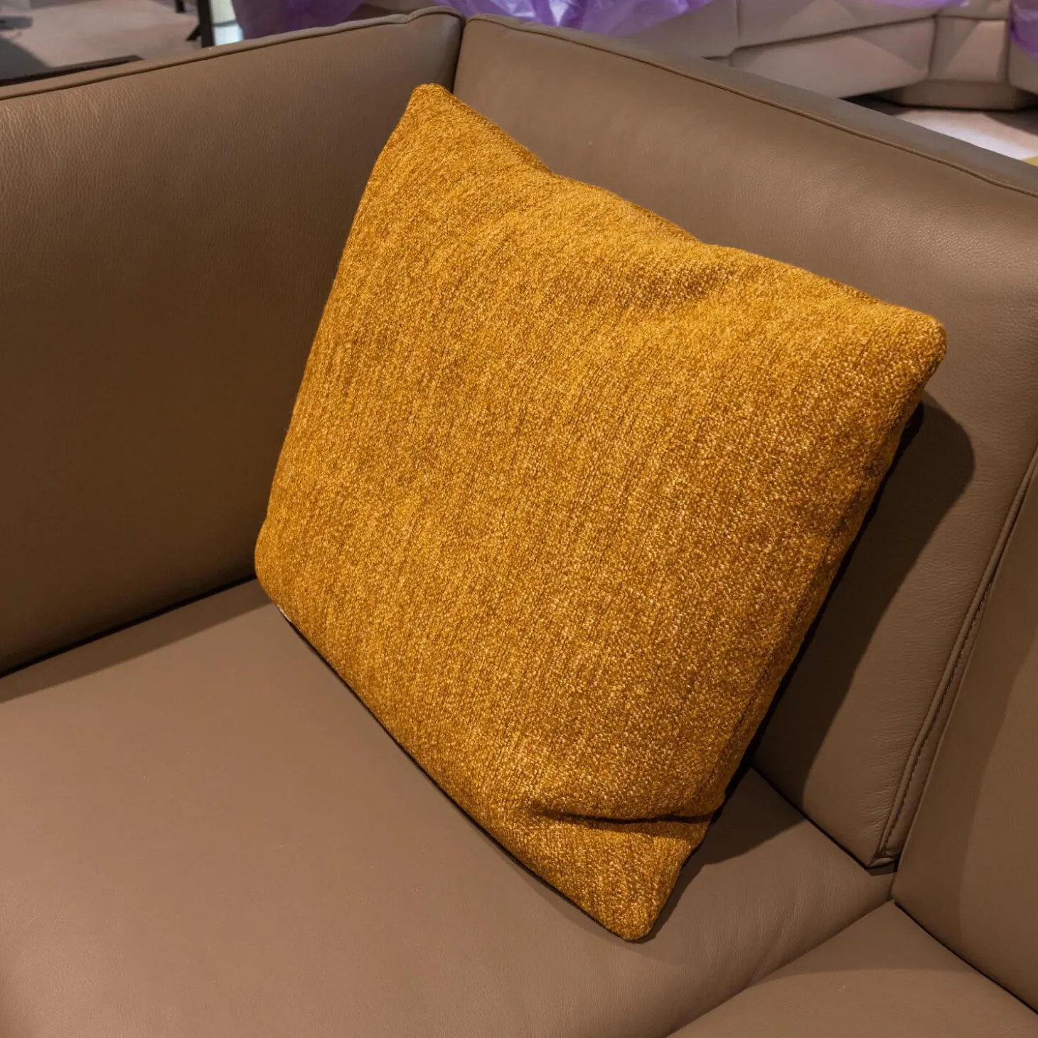 Ecksofa Upgrade Leder Dolce Verdure D Braun Eckfuß Metall Schwarz Matt Mit Kissen