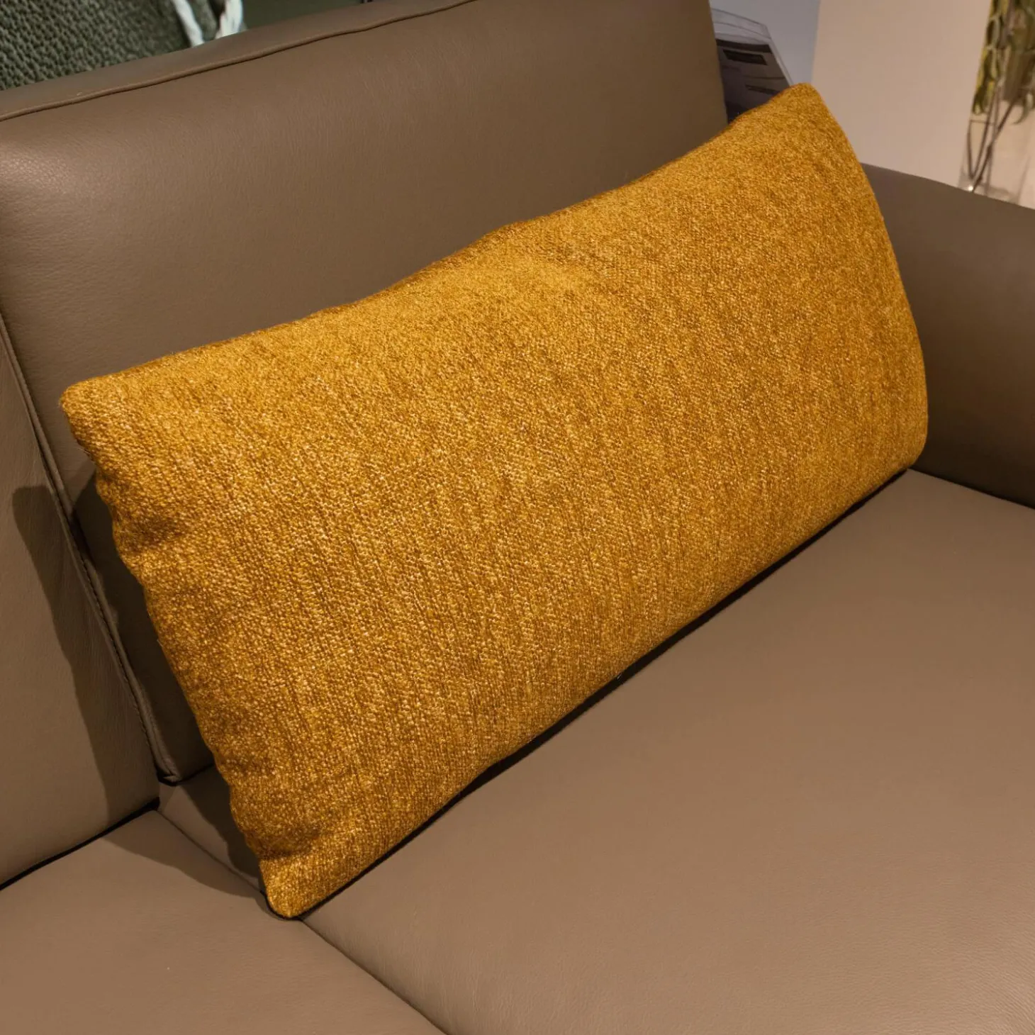 Ecksofa Upgrade Leder Dolce Verdure D Braun Eckfuß Metall Schwarz Matt Mit Kissen