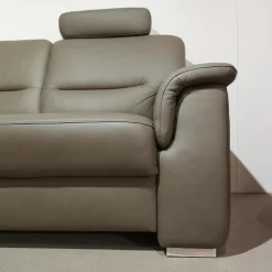 Ecksofa Urbino Leder Vivre Smoke Grau Füße Aluminium Inklusive Kopfstütze