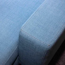 Ecksofa Variant Stoff 14 Wollny HellblauFüße Chrom mit Kopfstütze