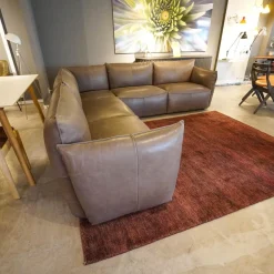 Ecksofa Vasa Rustikales Leder Dunkelbraun Beine Schwarz