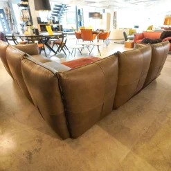 Ecksofa Vasa Rustikales Leder Dunkelbraun Beine Schwarz