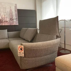 Ecksofa Vineto Stoff 13-Lauro 93 Grau Gestell Nickel