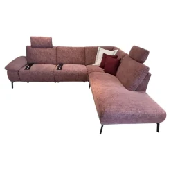 Ecksofa Vino Stoff Cosmopolitan Rosewood Rot Rosa Fuß 284 Schwarz Matt Inklusive 2 Kopfstützen Und 3 Kissen
