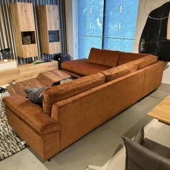 Ecksofa Vita 14 Stoff Verotex Hawk 20 Canyon Kupfer Orange Kufe Schwarz Ohne Dekokissen
