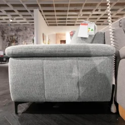 Ecksofa Viva 246 Stoff Famous Frost Grey Grau Metallfuß 865 Schwarz Matt Inklusive Kopfstütze