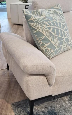 Ecksofa Wave Stoff Wandoo Naturelle Beige Füße Schwarz Lackiert