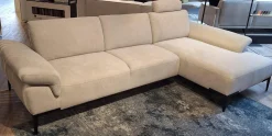 Ecksofa Wave Stoff Wandoo Naturelle Beige Füße Schwarz Lackiert