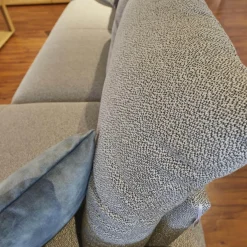 Ecksofa Willoow Bezug Stoff Silver Grey 01022 Metallkufe Schwarz FT9 M99 Inklusive Sitztiefenverstellung Und 2 Kissen