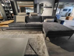 Ecksofa WK610 Indigo Stoff PG:2 WK16094 Anthrazit mit Hocker