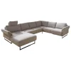 Ecksofa Wohnlandschaft Barcley Stoff City IV 84 Clay Grau Metallfüße Schwarz Mit Klappbarer Armlehne