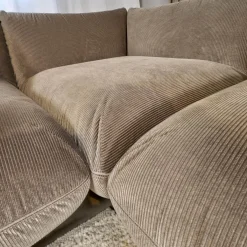 Ecksofa Wohnlandschaft Jalis 21 Stoff Cord 9077 Nougat Hellbrau Nahtband 5097 Kitt