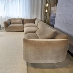 Ecksofa Wohnlandschaft Jalis 21 Stoff Cord 9077 Nougat Hellbrau Nahtband 5097 Kitt